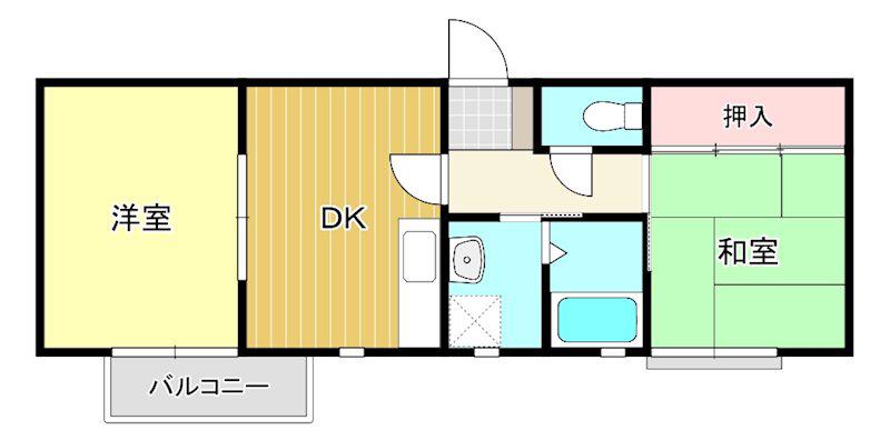 弥栄町サンガーデン(2DK/2階)の間取り写真
