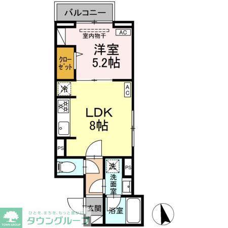 セレスティア前野町(1LDK/3階)の間取り写真
