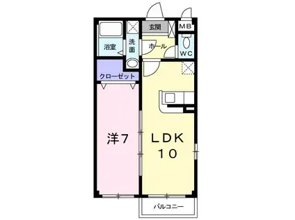 ランドコア田町(1LDK/2階)の間取り写真