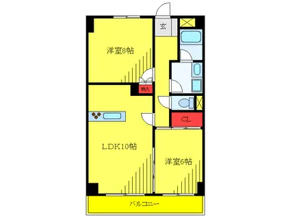 PRESTIGEミネギシ(2LDK/3階)の間取り写真