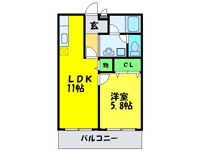 フジパレス楓(1LDK/2階)の間取り写真