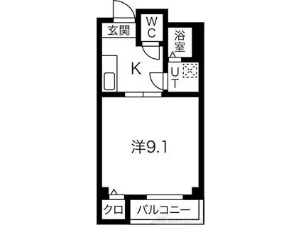 ハイマートセンリ(1DK/3階)の間取り写真