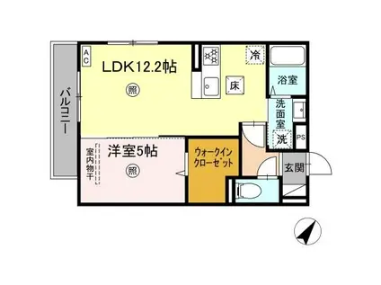 シャローム城原(1LDK/1階)の間取り写真