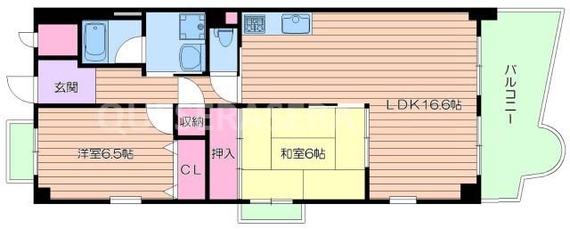 サンヒルズ上山手(2LDK/3階)の間取り写真