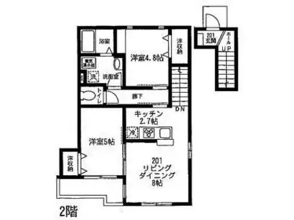 FORESTA UCHIYAMA フォレスタウチヤマ(2LDK/2階)の間取り写真