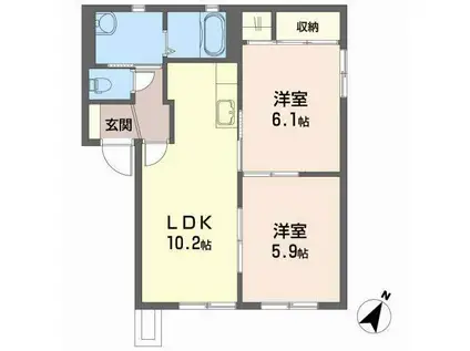 メゾンドブライトン(2LDK/1階)の間取り写真