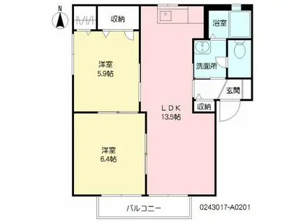 フローレンス・トリイ(2LDK/2階)の間取り写真