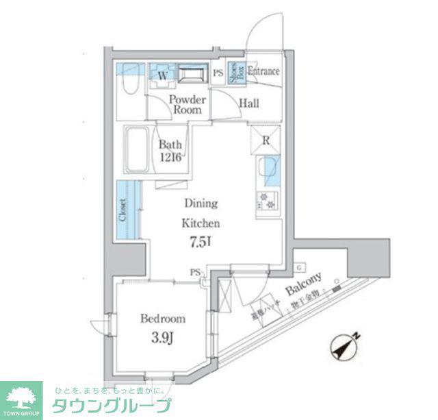 デュオフラッツ板橋大山(1DK/13階)の間取り写真