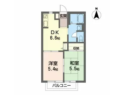 ヴォルテール A(2DK/2階)の間取り写真