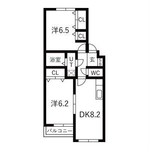 ネイ・ステージA(2DK/2階)の間取り写真
