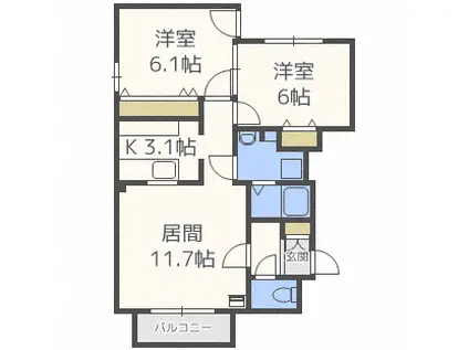 9TH CLOUD(2LDK/2階)の間取り写真
