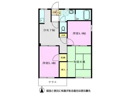 サンライトステージA・B(3DK/1階)の間取り写真