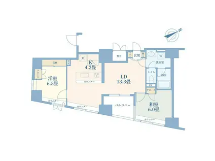 グランシティーラピュタタワー(2LDK/14階)の間取り写真