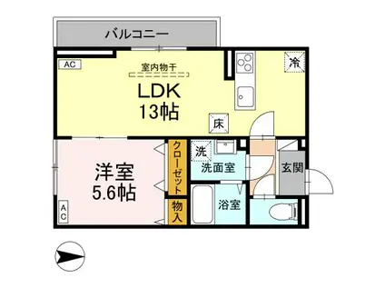 アーバンライフヒロ沖浜(1LDK/2階)の間取り写真