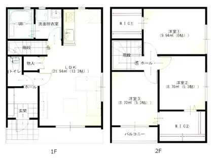 リシュブール(3LDK/1階)の間取り写真