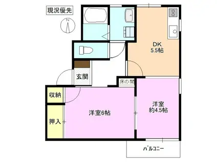 ラ・フォーレ長野(2DK/2階)の間取り写真