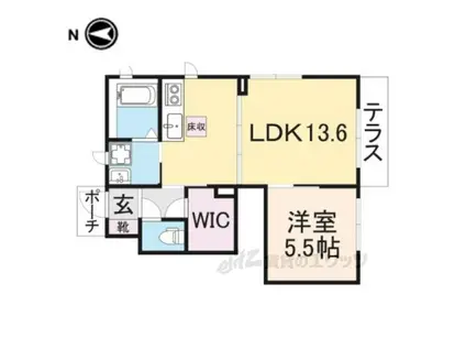 ラフィーネ三室参番館A(1LDK/1階)の間取り写真