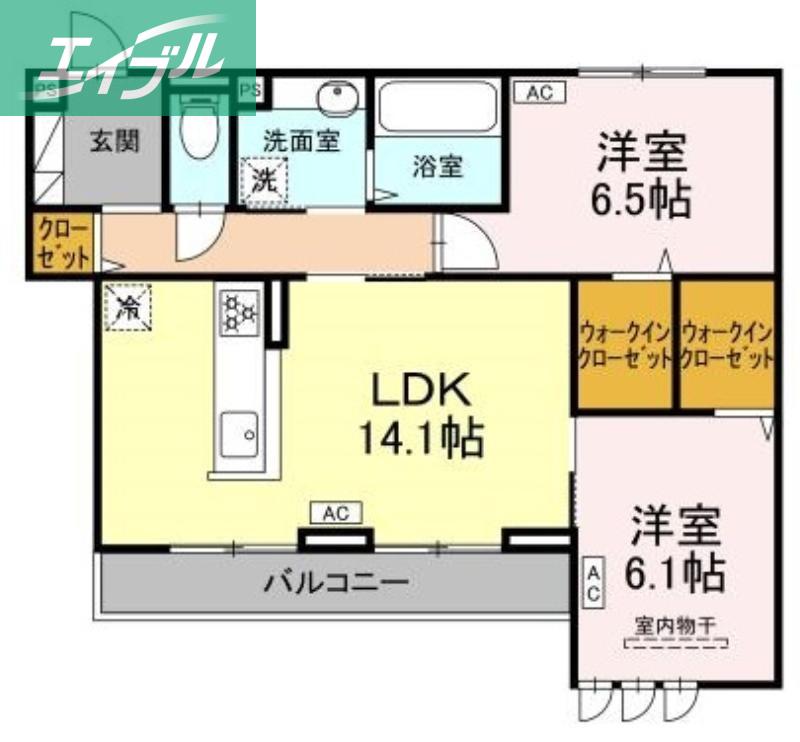 オルオルクラシキ(2LDK/3階)の間取り写真