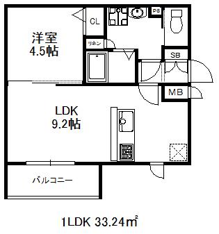 プレサンスザ神戸(1LDK/10階)の間取り写真