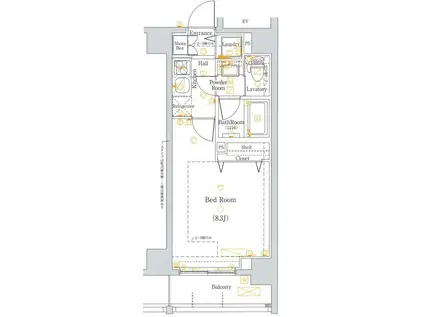 DIPS新宿御苑(1K/8階)の間取り写真