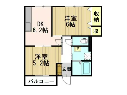 グレシェント(2DK/1階)の間取り写真