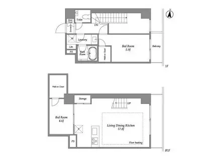IPSE代々木上原(2LDK/1階)の間取り写真