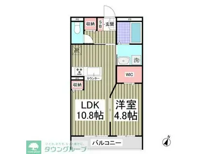 グラン ノワール 旧MQUARTO見沼(1LDK/1階)の間取り写真