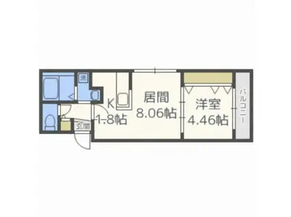 ベラルーチェ水車町(1LDK/2階)の間取り写真
