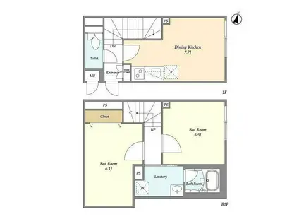 リーガランド笹塚(2DK/1階)の間取り写真
