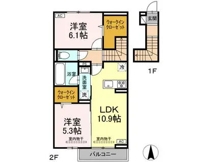 キルシェハイム(2LDK/2階)の間取り写真