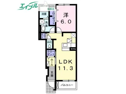 サンライフ・インIIB棟(1LDK/1階)の間取り写真