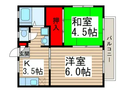 サンパレス大野(2K/2階)の間取り写真