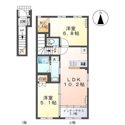 パルティール(2LDK/2階)の間取り写真