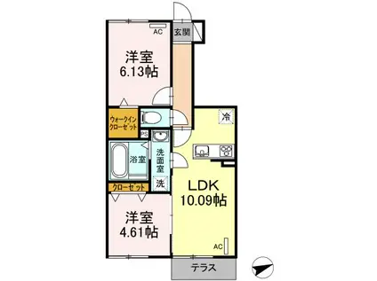 セゾン拾石 A棟(2LDK/1階)の間取り写真