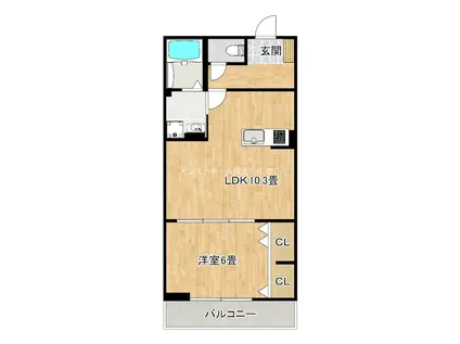 REGIES堺七道(1LDK/2階)の間取り写真