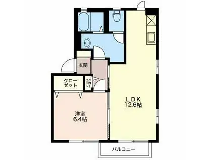 ガーデンハイツ東原町B(1LDK/1階)の間取り写真