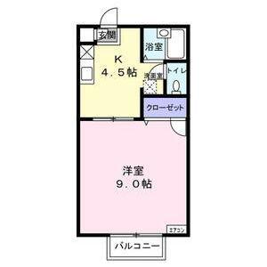 プレジオ泉崎B(1K/2階)の間取り写真