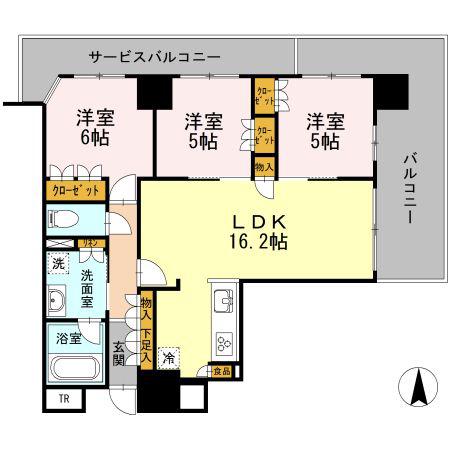 プレミスト泉レジデンスD-1704(3LDK/17階)の間取り写真