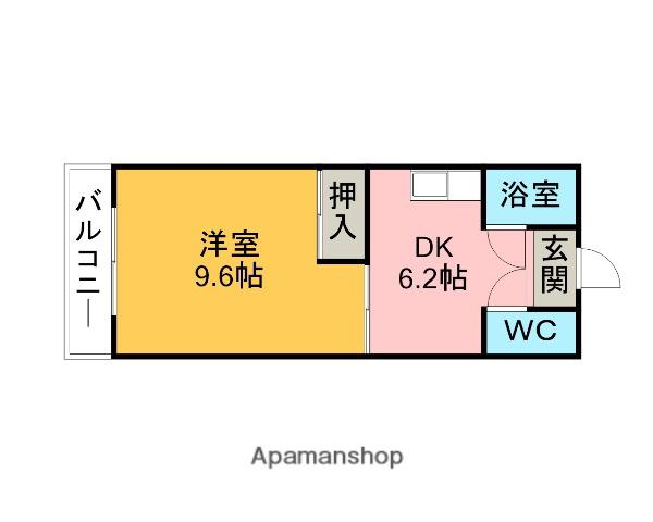 名鉄三河線 刈谷市駅 徒歩7分 4階建 築36年(1DK/3階)の間取り写真