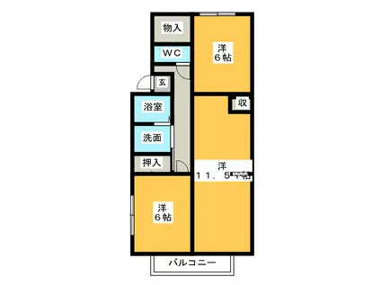 シャトル泉(2SLDK/1階)の間取り写真