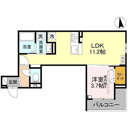 フローリッシュ(1LDK/3階)の間取り写真