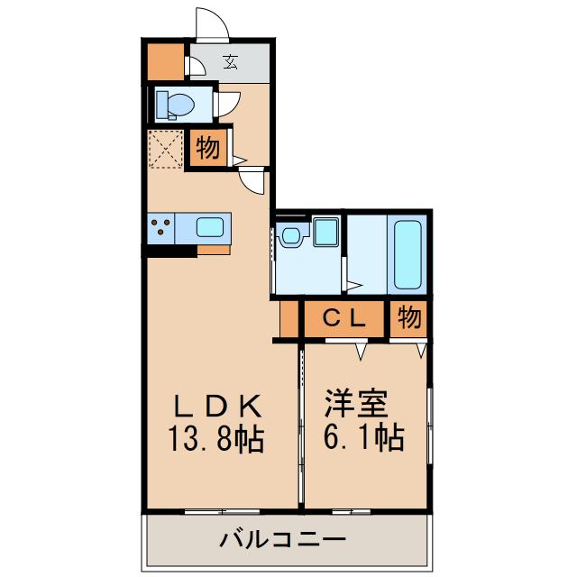 ヴィラ アメリアII(1LDK/3階)の間取り写真
