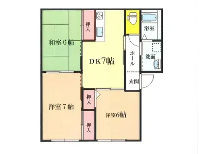 ハイツ田園III(3DK/2階)の間取り写真