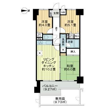 ライオンズガーデン長岡(3LDK/1階)の間取り写真