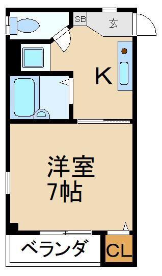 ヒルサイド香里(1K/3階)の間取り写真
