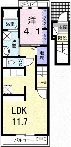 山陽電鉄本線 亀山駅(兵庫) 徒歩13分 2階建 築10年(1LDK/2階)の間取り写真