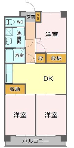 ラフォーレ二番町(3LDK/4階)の間取り写真