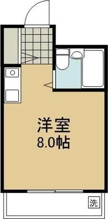 シャトー平野(ワンルーム/1階)の間取り写真