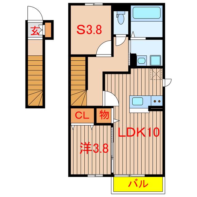 京成松戸線 鎌ケ谷大仏駅 徒歩6分 2階建 築12年(1SLDK/2階)の間取り写真