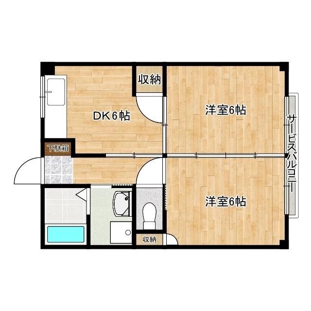 竹下マンション(2DK/2階)の間取り写真